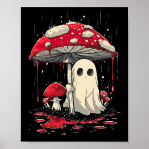 Cottagecore Halloween Shirt Ghost Mushroom Spooky Poster