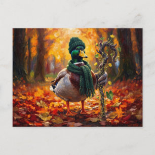 Cottagecore herfst eend kunst landschap briefkaart