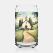 Cottagecore Kapel Pad Pastel Landschap Blikvorm Glas (Achterkant)