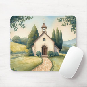 Cottagecore Kapel Pad Pastel Landschap Muismat