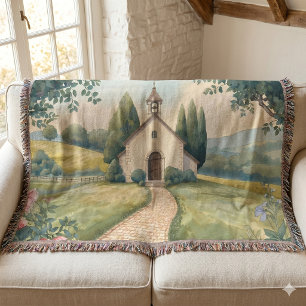 Cottagecore Kapel Pad Pastellandschap Deken