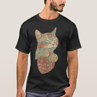 Cottagecore Kat Knuffelt Hart Met Kampeertent T-shirt