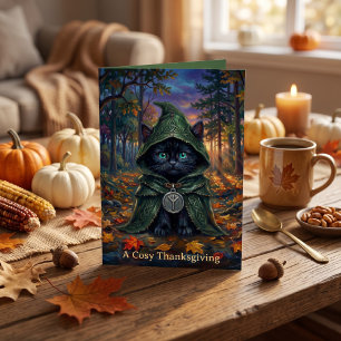 Cottagecore Keltische Zwarte Kat Thanksgiving Groe Kaart