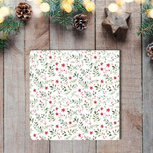 CottageCore Kerst Bloemen Minimalistisch Patroon Bier Onderzetter