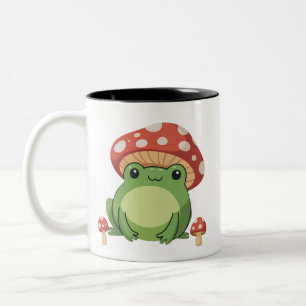 Cottagecore Kikker Esthetiek Cute Kikker met Padde Tweekleurige Koffiemok