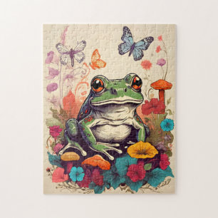 Cottagecore Kikkerpuzzel Retro Vlinders Paddenstoe Legpuzzel