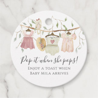 Cottagecore Kleding Roze Jurk Meisje Baby shower Bedankjes Labels