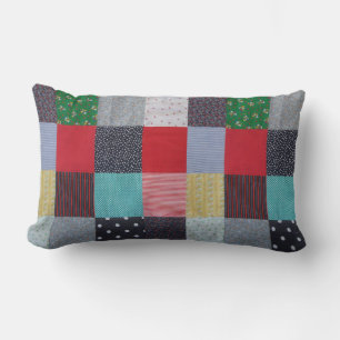 cottagecore kleurrijke vierkanten van patchwork kussen