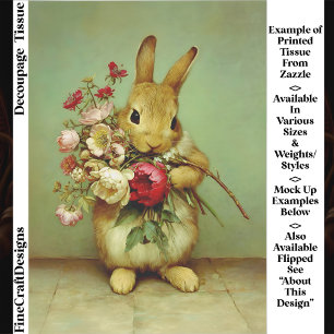 Cottagecore Konijn & Tuin Bloemen FB7L Decoupage Tissuepapier