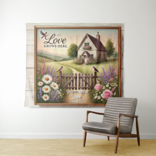Cottagecore "L'amour grandit ici" Tapisserie