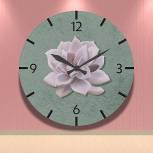 Cottagecore Lavendel Echeveria handgetekend Grote Klok