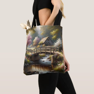 Cottagecore Lente Brug Cottage Scene Draagtas