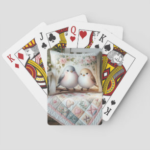 Cottagecore-liefdesvogel-bloemenschilderij Pokerkaarten