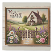 CottageCore "Love Grows Here" Faux verpakt canvas