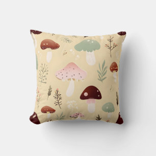 Cottagecore Mushroom en Bloemen Kussen
