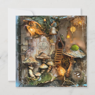 Cottagecore Mushroom Fairy House Scrapbook Page Kaart
