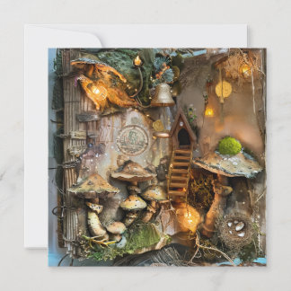 Cottagecore Mushroom Fairy House Scrapbook Page Kaart