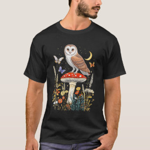 Cottagecore Owl Moon  Stars Natuur Schattige Aes T-shirt