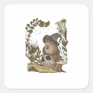 Cottagecore Paddenstoel Botanische Hekserij Kikker Vierkante Sticker