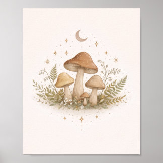 Cottagecore Paddenstoel Muurkunst – Poster