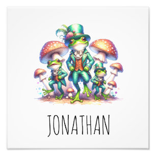 Cottagecore Paddenstoelen Fancy Groene Kikkers Bab Foto Afdruk