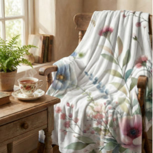 Cottagecore Pastel Bloemenpracht Fleece Deken
