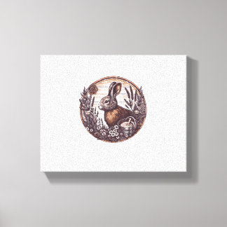 Cottagecore Rabbit Wild Hare Boho Rustic Canvas Afdruk