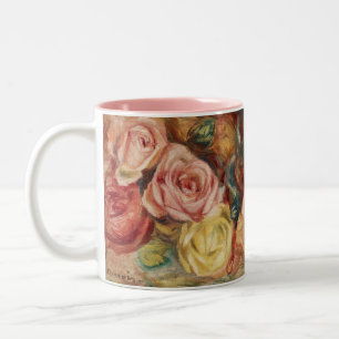 Cottagecore Renoir bloemschilderij vintage kunst Tweekleurige Koffiemok