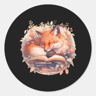 Cottagecore Schattige Fox Floral Boho Boeken Ronde Sticker