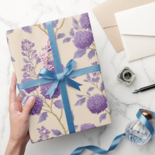Cottagecore Sering Bloem Crème Bloemmotief Cadeaupapier