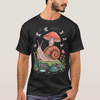 Cottagecore Snail And Mushroom Calm Forest Nature  T-shirt