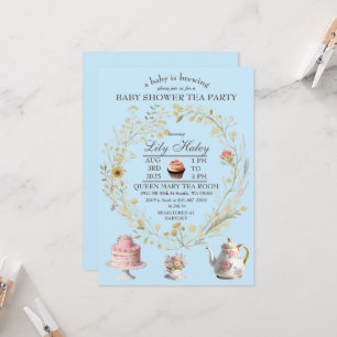 Cottagecore Tea Party Baby shower Uitnodiging