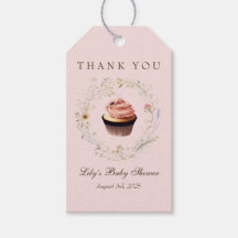 Cottagecore Tea Party Cupcake Dank u Cadeau Label