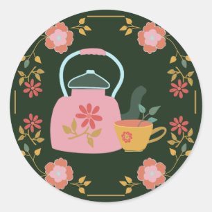 Cottagecore Tea Party Ronde Sticker