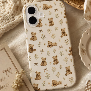 Cottagecore Teddybeer Patroon Cadeau  iPhone 16 Hoesje