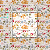 Cottagecore tissu esthétique avec champignons  (Carreau)