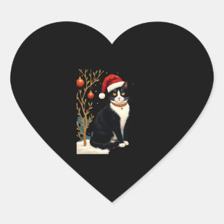 Cottagecore Tuxedo Cat Funny Xmas Aesthetic Santa  Hart Sticker