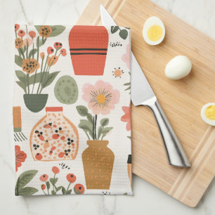 Cottagecore Vaas en Bloemen Theedoek