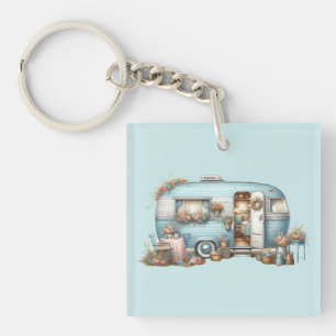 Cottagecore Vintage Bloem Camper Boho Accenten Sleutelhanger