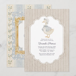 Cottagecore Vintage Verhalenboek Gans Baby Shower Kaart
