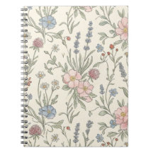 Cottagecore Vintage Wilde Bloem Patroon Notitieboe