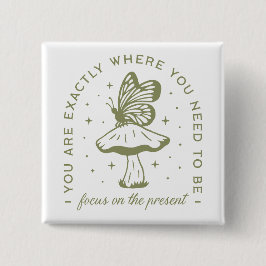 CottageCore vlinder paddestoel esthetische citaten Vierkante Button 5,1 Cm