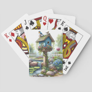 Cottagecore Vogelhuisje Tuin Aquarel Pokerkaarten
