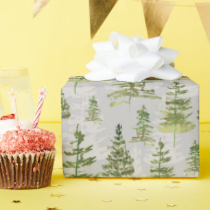 Cottagecore Waterverf Evergreen Pine Trees Cadeaupapier