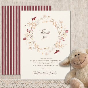 Cottagecore Wilde Bloem Baby Shower Bedankkaart