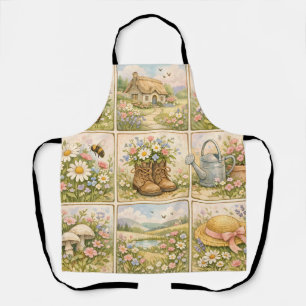 Cottagecore wilde bloementuin patchwork schort