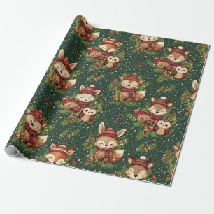 Cottagecore Winter Bosdierpatroon Cadeaupapier