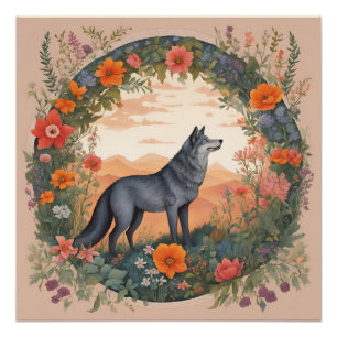 Cottagecore Wolf Perfect Poster