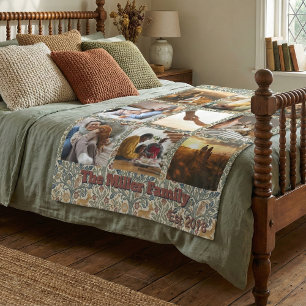 Cottagecore Woodland Herten & Uil 9 Foto Familie Fleece Deken