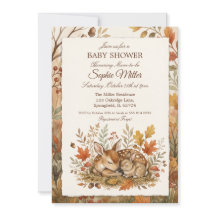 Cottagecore Woodland Ree en Konijn Herfst Baby Sho